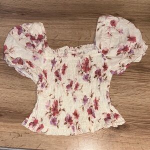 Chic Floral Smocked Blouse with Puff Sleeves